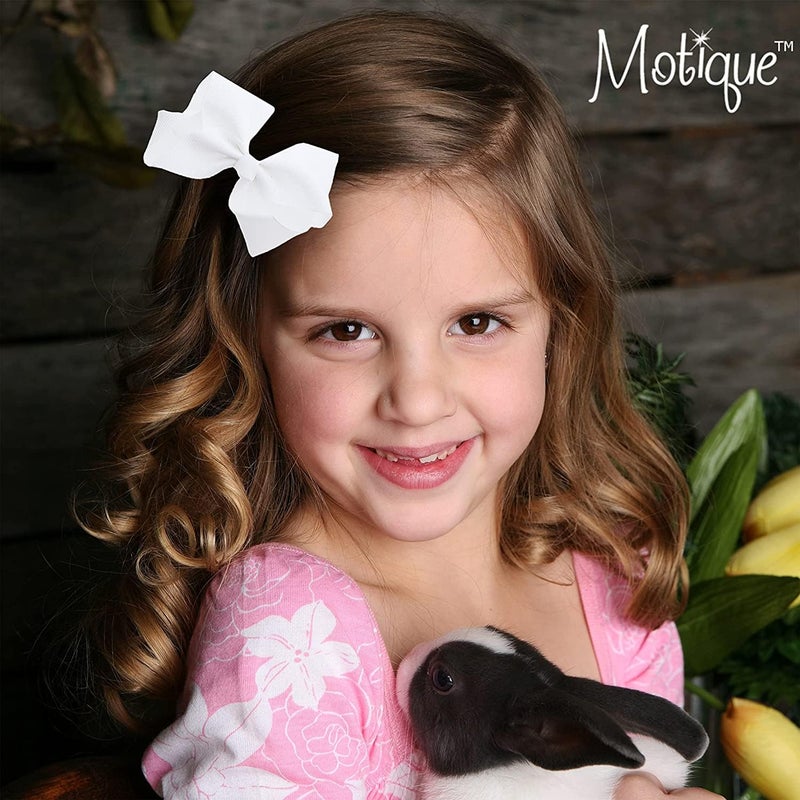 Motique Accessories 3 Inch Grosgrain Bow for Little Girls- Set of 2 (Red) - Image 5